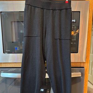 Soma Long Knit Pull On High Waist Lounge Pants Ribbed Hem Black S